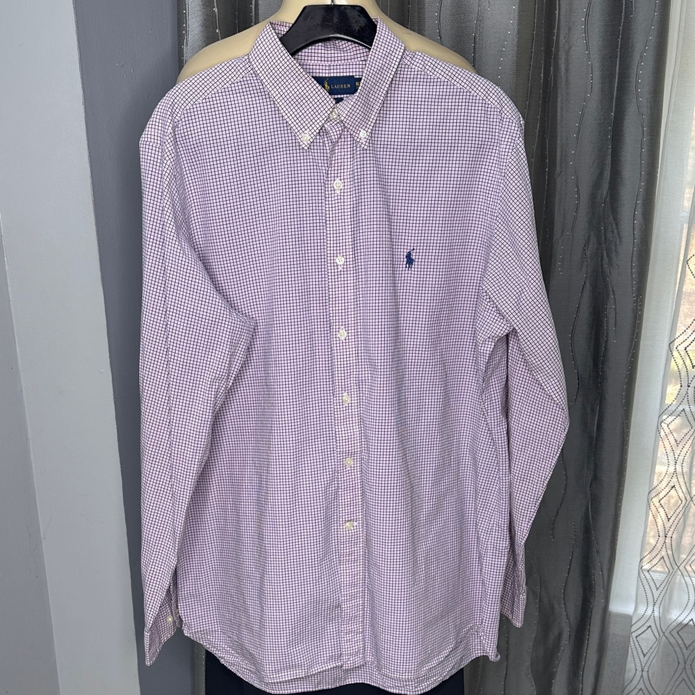 Polo by Ralph Lauren Men's Sz 16 1/2 34/35 Pink/blue Checkered Shirt